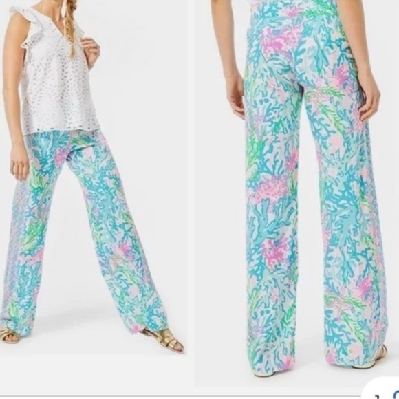 Lilly Pulitzer Pants - Lilly Pulitzer Lorena Breezy Palazzo Pants
Multi Sink Or Swim NWT Sz L